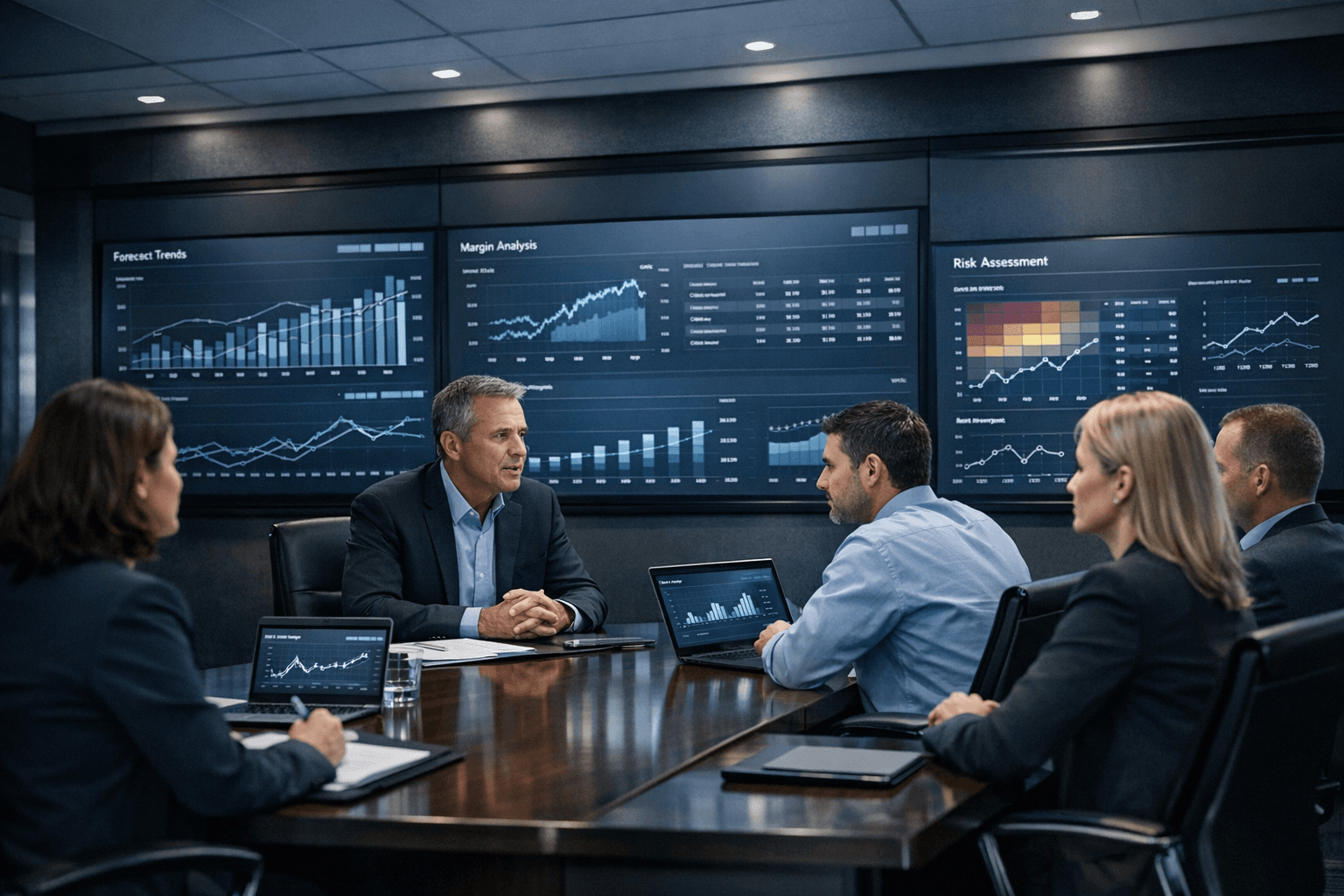 Controlling-Team mit Forecast-Dashboard