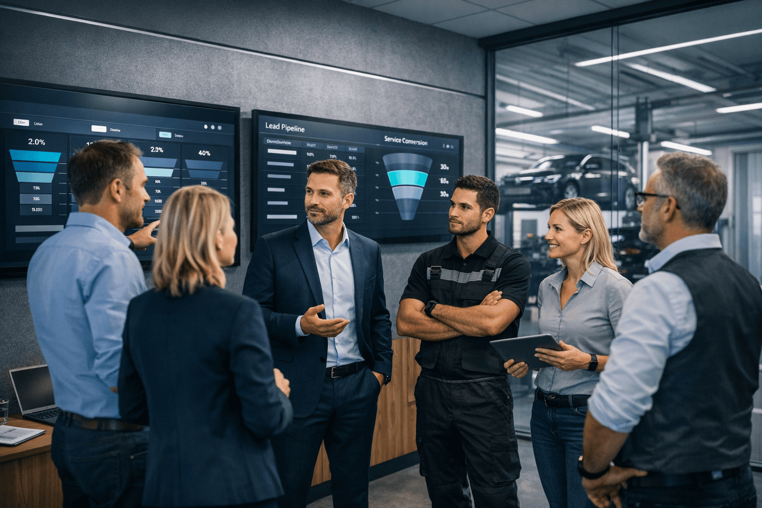 Sales- und Service-Team in der gemeinsamen Steuerung